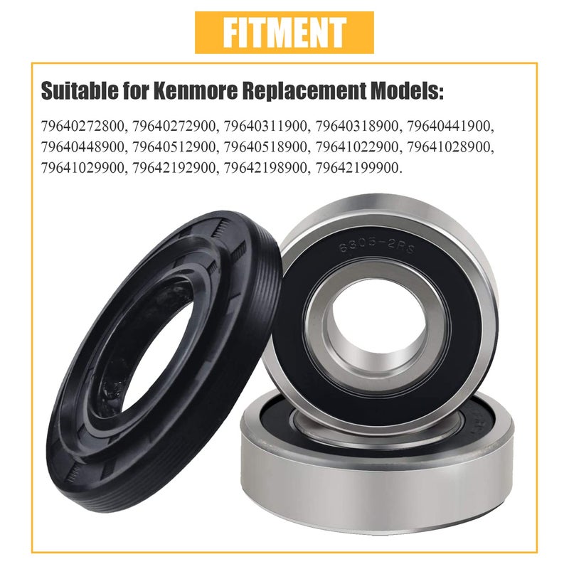 Mekar Front Load Washer Tub Ball Bearings Washing Machine Bearing Kit Suitable for LG & Kenmore Etc Replacement Part 4036ER2004A 4036ER4001B 4280FR4048E 4280FR4048L-Black - Image 3